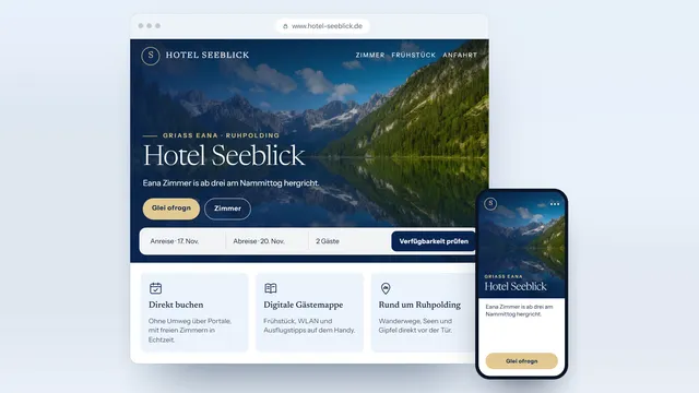 Beispielentwurf einer Hotelwebsite auf Boarisch